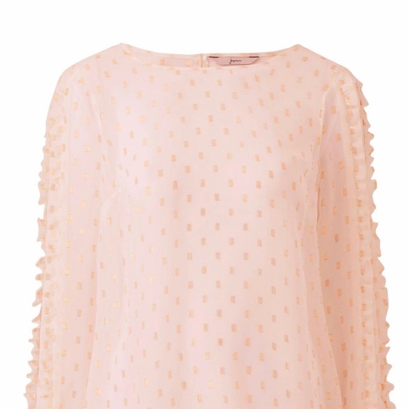 Anthology Tops - Peach & Gold Foil Ruffle Sleeve Blouse-AT27